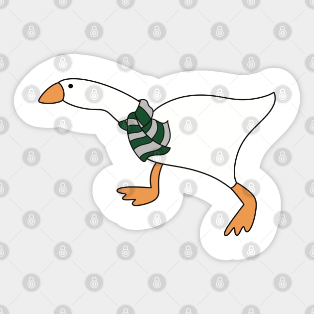 Goose Wizard with Green Gray Scarf Sticker by The Pretty Hippo Company